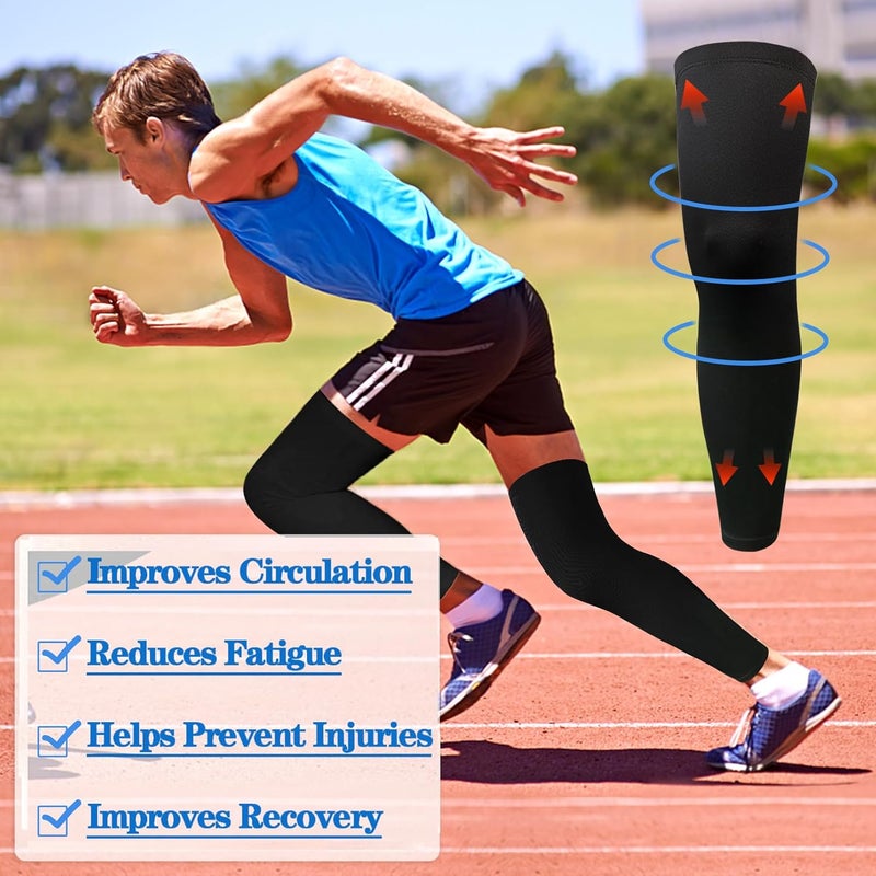 Cabaubl 2 Pairs Leg Sleeves,Full Length Leg Compression Sleeve,Sports Long Knee Sleeve with Anti-slip Silicone Strips - Image 5